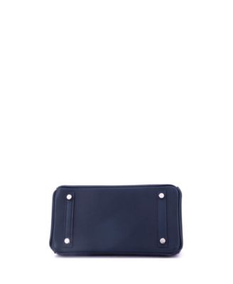 Pre-Owned Hermes Birkin 25 Handbag Blue Swift with Palladium Hardware