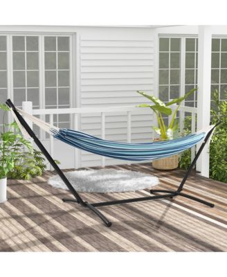 Portable Indoor Outdoor 2-Person Double Hammock Set w/ Stand and Carrying Cases