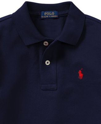 Toddler and Little Boys Cotton Mesh Long Sleeve Polo Shirt