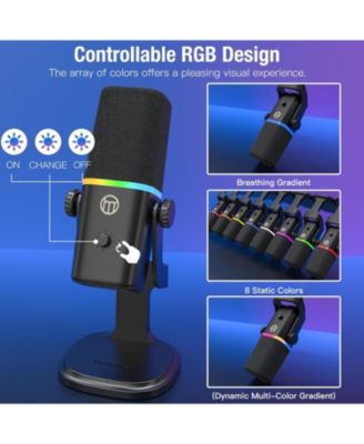 XLR/USB Dynamic Microphone for Gaming Podcast,Mic for iPhone Phone PC Computer Gaming Streaming Microphone with RGB Light,Mute Button,Mic Gain,Headphones Jack,Desktop Stand,Singing YouTube