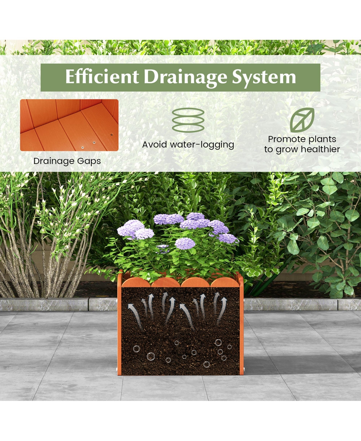 Gymax 2 Pack Square Planter Box Weather-Resistant Hdpe Flower Pot Garden Bed