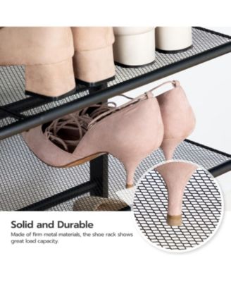 Shoe Rack for Entryway, 4-Tier Shoe Organizer with Adjustable Mesh Shelves, 12-16 Pairs of Shoes, Spacious Floor Mount, Metal, Industrial, Shoe Shelf for Closet, Rustic Brown BF42XJ01