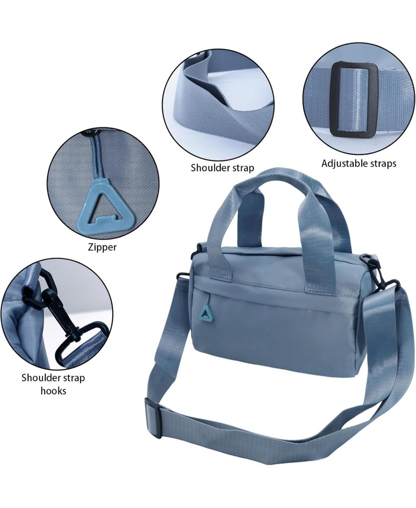 Женская сумка Urbanmax Mini Black Gym Bag Sport Bag Adjustable Small Duffle Bag Detachable Strap Gym Tote For Women Small Duffle (Blue), цвет: Синий — фото 3