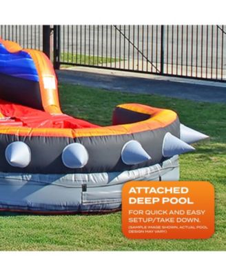 Rocker Commercial Grade Inflatable Water Slide with Splash Pool & Blower, Kids and Adults, Outdoor Backyard Water Park, Indoor Use, Summer Fun, Blow Up Inflatable, Wet Dry Slide