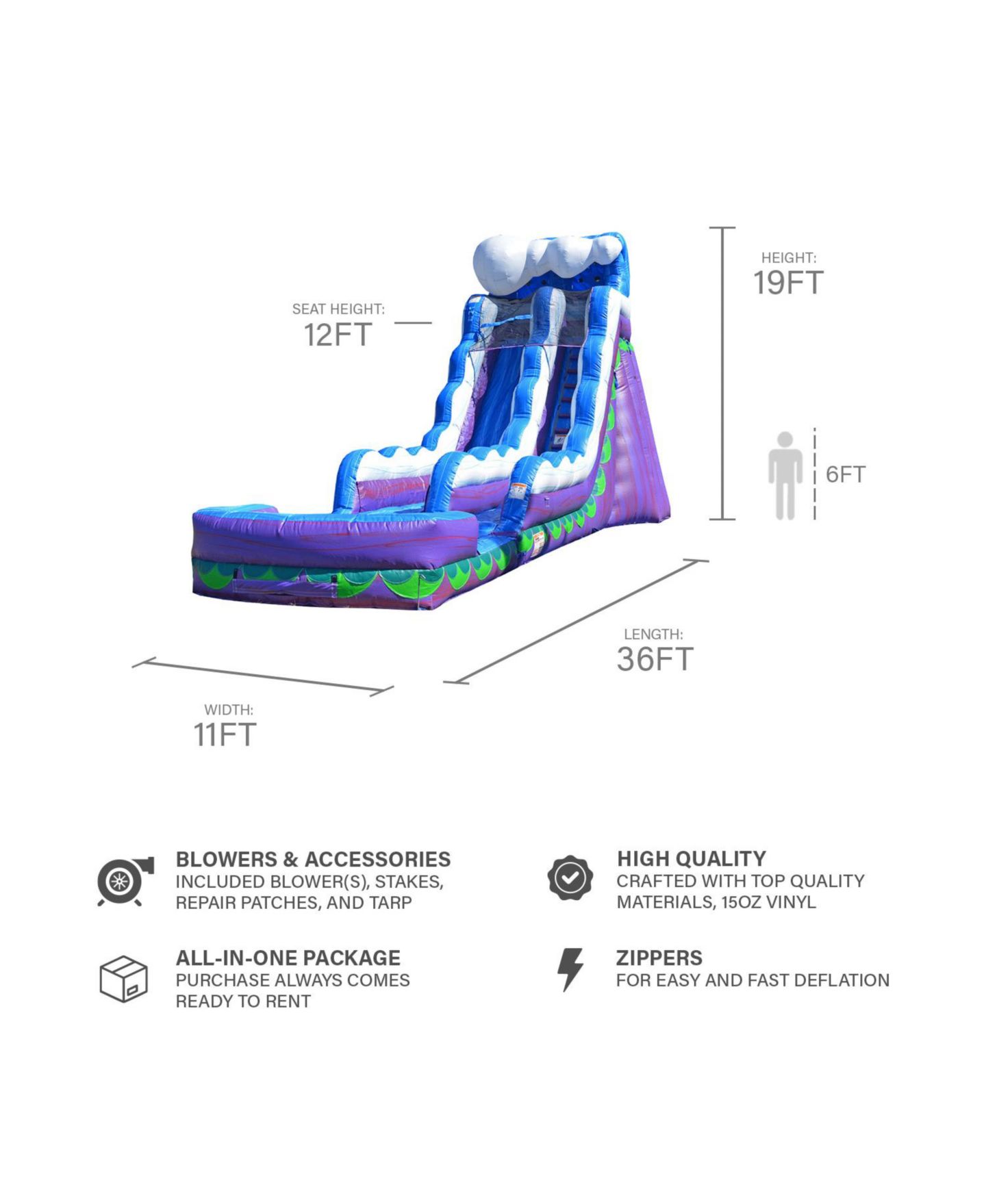 Детская игрушка Jumporange 19 Mermaid Water Slide Inflatable with Splash Pool, Commercial Grade, Kids and Adults, Tall Blow Up Waterslide, Outdoor Indoor, Wet Dry Use, Summer Fun, Backyard Water Park (with Blower), цвет: Open Miscellaneous — фото 5