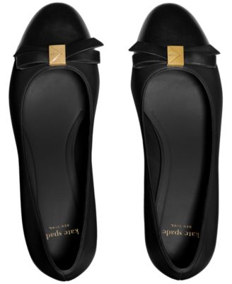 Women's Deco Bow Smooth Leather Ballet Pumps