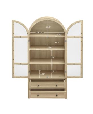 70" Tall Arched Pantry Cabinet with Adjustable Shelves for Kitchen or Living Room