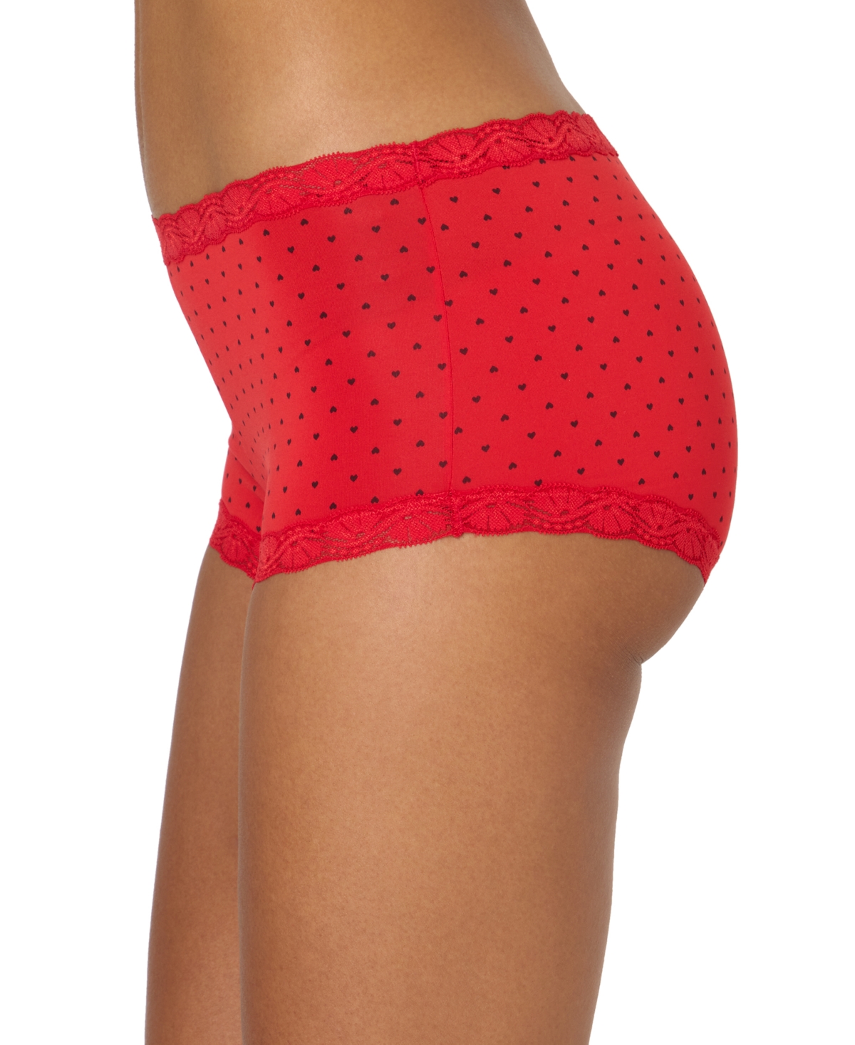 Maidenform Lace Trim Microfiber Boyshort Underwear 40760 In Red