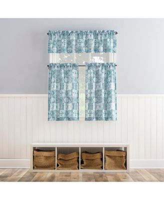 Greco Mosaic Semi-Sheer Rod Pocket Kitchen Curtain Tier Pair