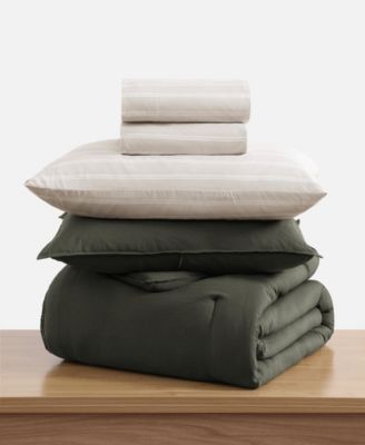 Solid Microfiber 5-Pc. Comforter Set, Twin/Twin XL