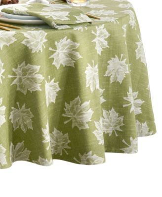 Falling Leaves Jacquard Cotton Tablecloth, 70" Round