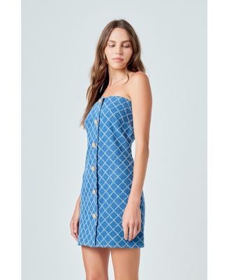 Women's Distressed Denim Mini Dress