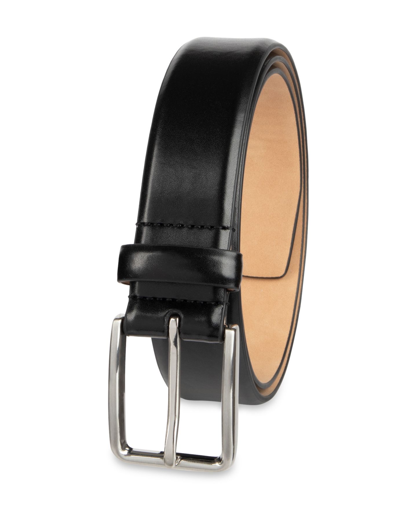 Мужской ремень Alfani Feathered Edge Dress Leather Belt, цвет: Чёрный — фото 2