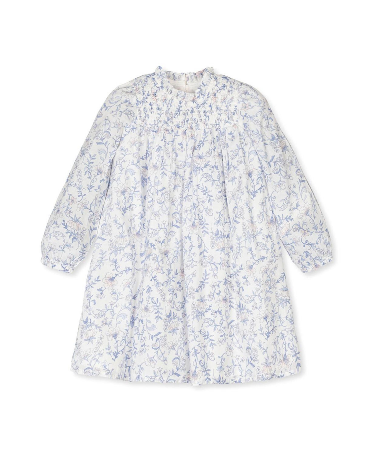 Hope & Henry Little and Big Girls' Organic Long Sleeve Ruffle Neck Smocked Yoke Dress