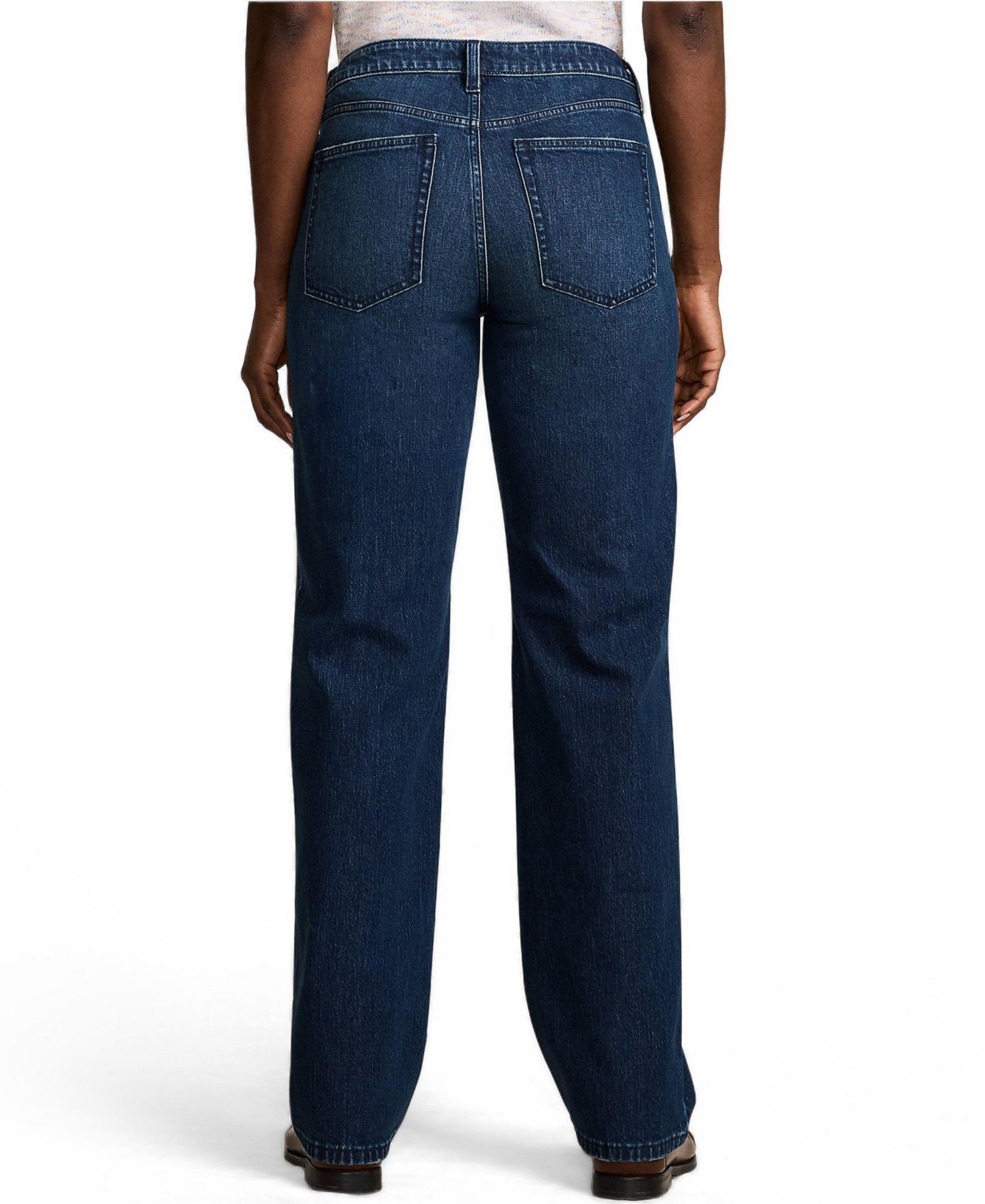 Женские джинсы Lands' End Soft Denim Mid Rise Relaxed Straight Leg, цвет: Индиго синий варёный — фото 3