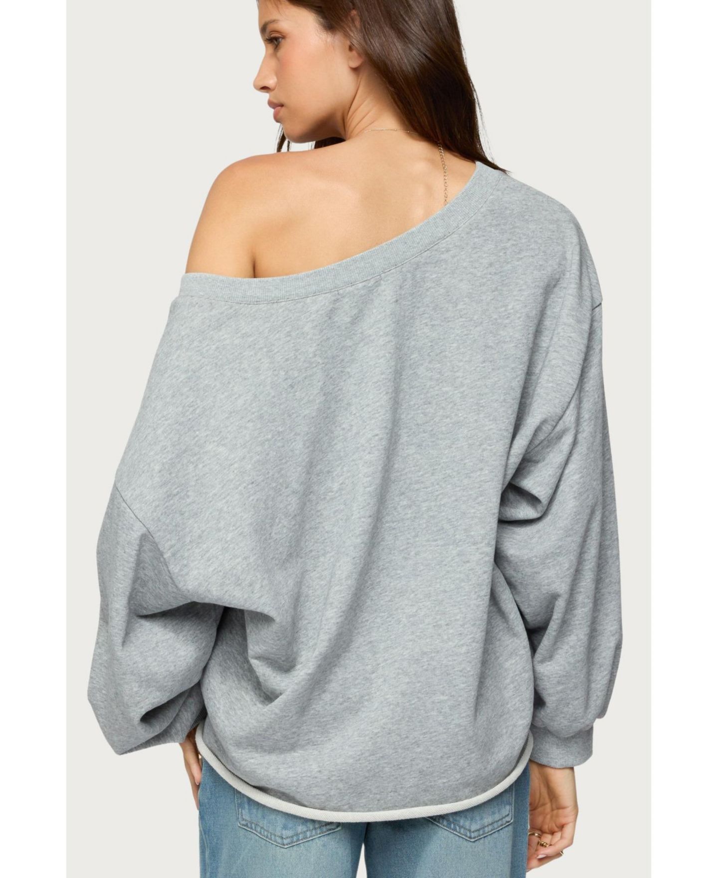Женская толстовка Edikted Winfred Oversized V Neck, цвет: Серый меланжевый — фото 2
