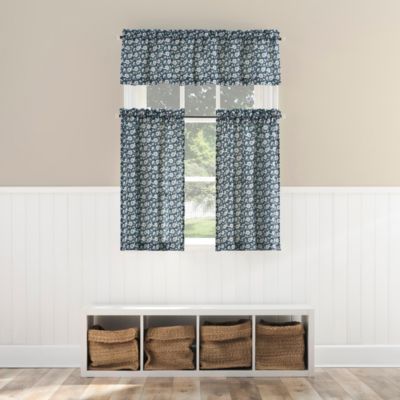 Marist Floral Semi-Sheer Rod Pocket Kitchen Curtain Valance