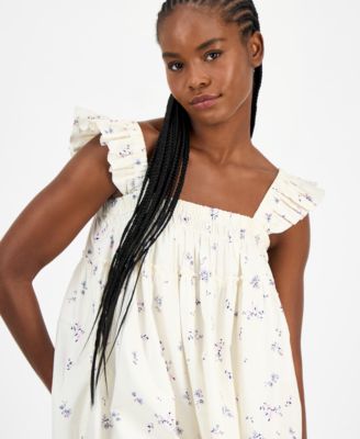 Women's Ruched Flutter Mini Dress