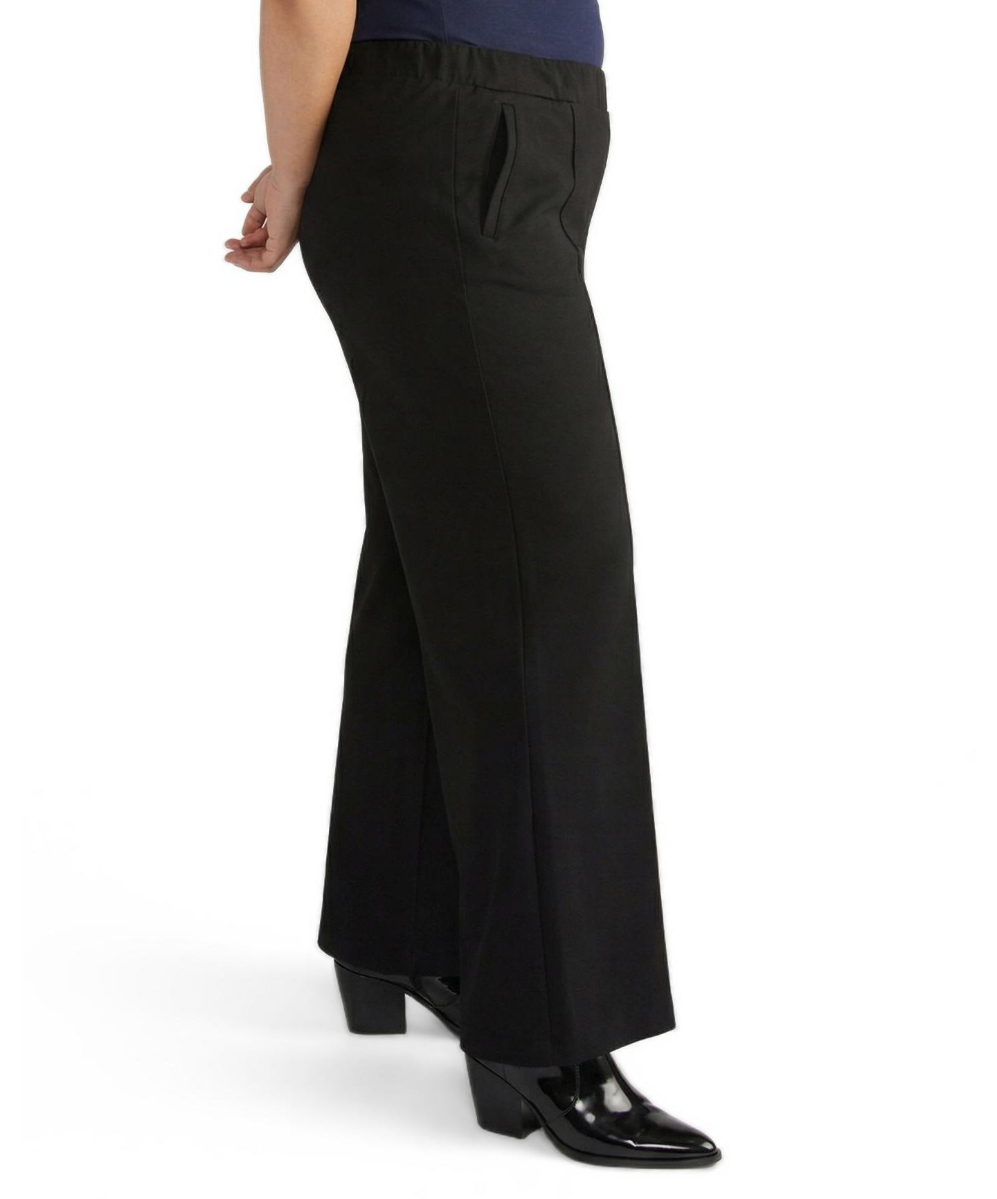 Женские брюки Universal Standard Plus Size Pam Pintuck Wide Leg Ponte, цвет: Чёрный — фото 5