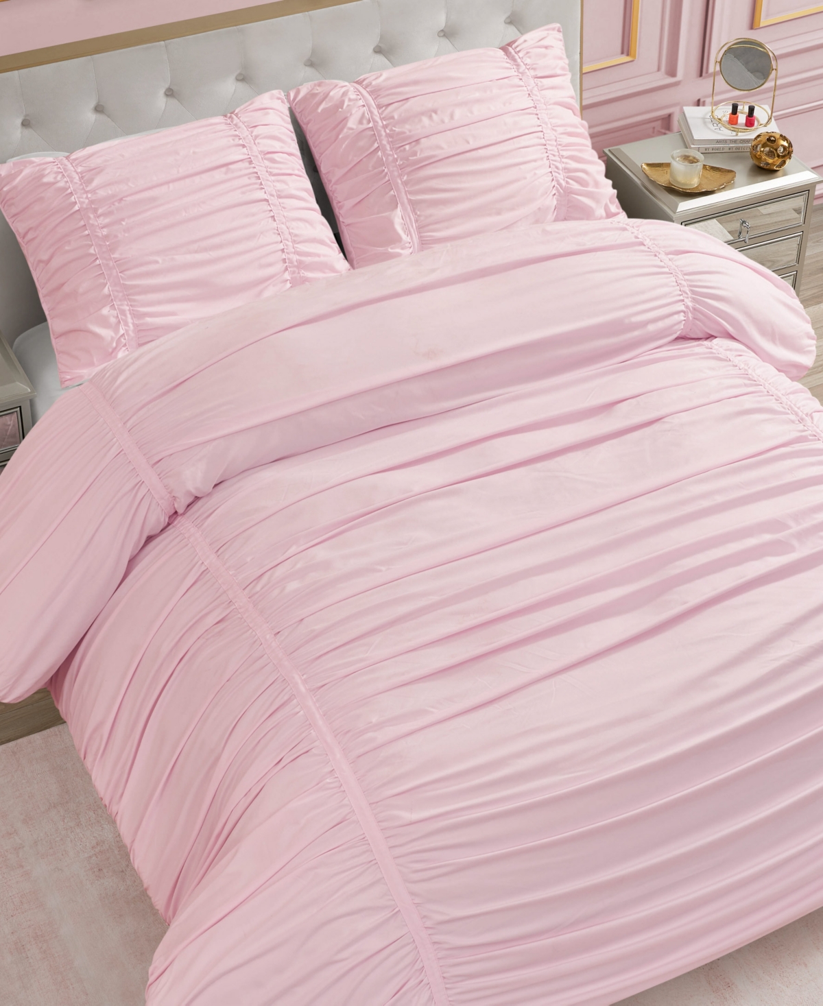Juicy Couture Ribbon Ruched 3-pc. Comforter Set, Full/queen In Pink