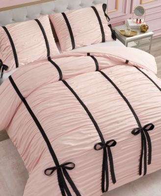 Amelie Velvet Bows Ruched 3-Pc. Comforter Set, King