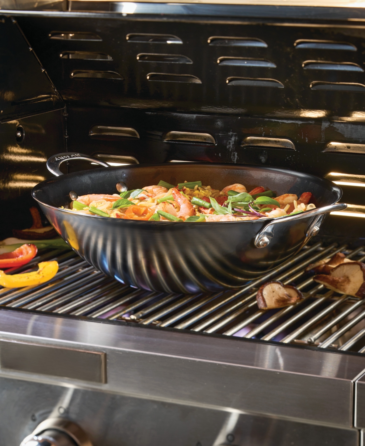 Anolon Everlast N2 Carbon Steel 14" Wok In Black