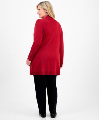 Plus Size Open-Front Long-Sleeve Cardigan, Exclusively at Macy's