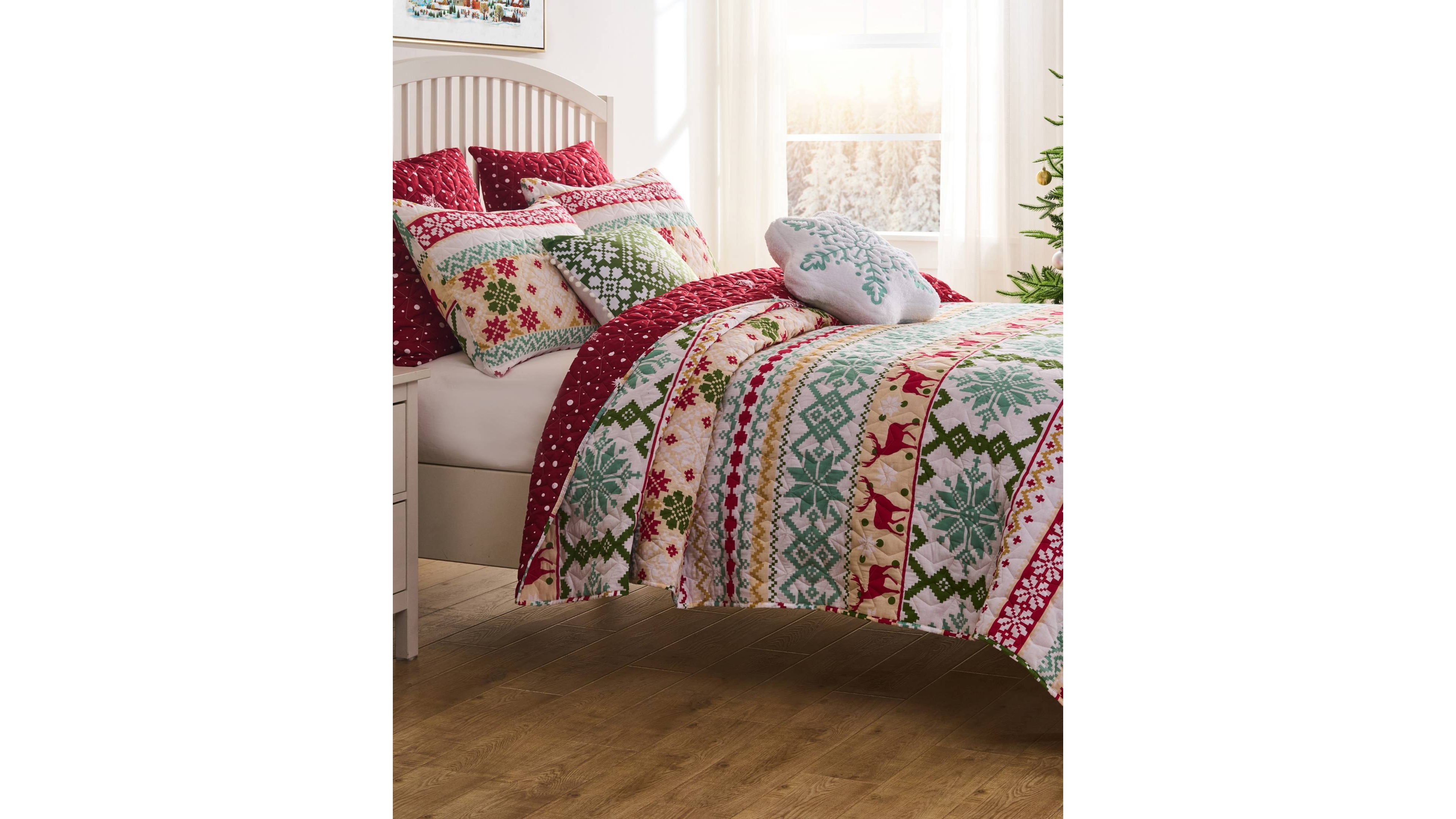 Greenland Home Fashions Fair Isle Snow 3-Pc. Quilt Set, Full/Queen