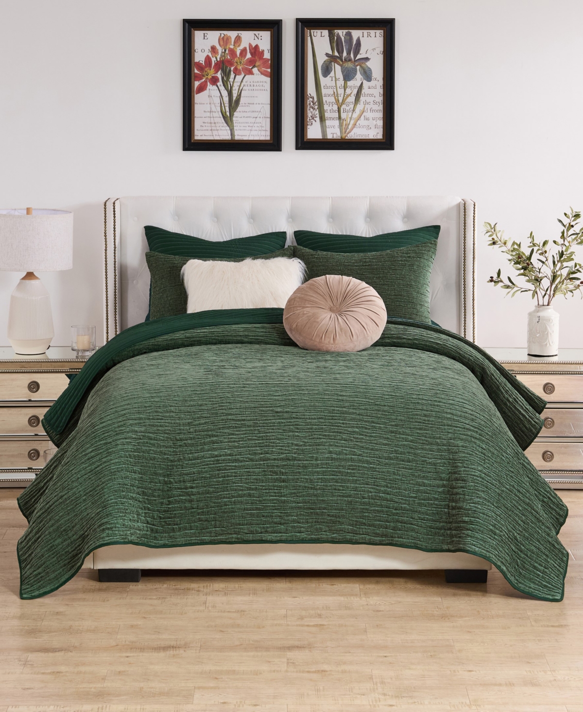 Greenland Home Fashions Velvet Crush Textured 2-pc. Quilt Set, Twin In Green