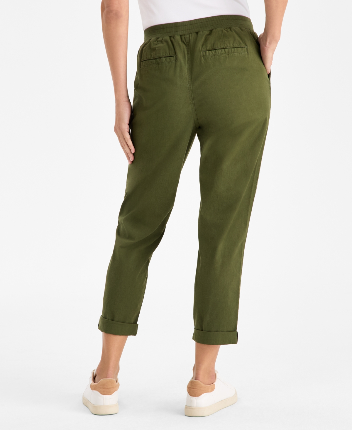 Style & Co Petite Pull-on Cuffed Twill Ankle Pants, Created For Macy's In Green