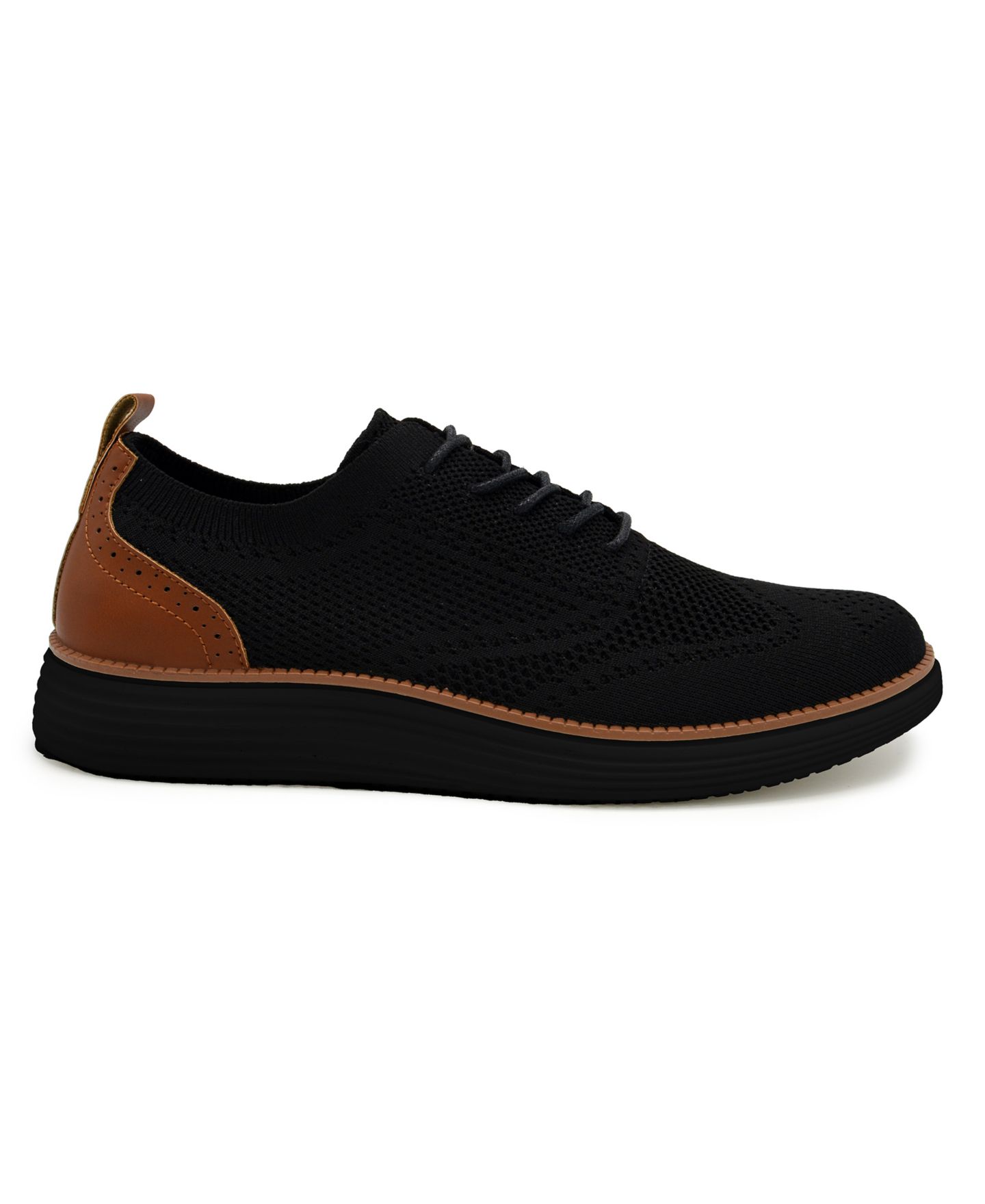 Обувь Akademiks Men's Olney Wingtip Knit Oxford Shoes, цвет: Чёрный — фото 2