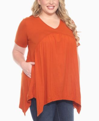 Plus Size Short Sleeve Shirred Front Knit Top