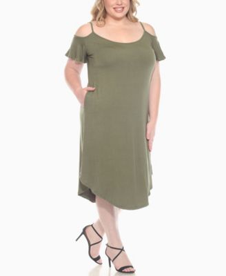 Plus Size Casual Scoop Neck Flutter Sleeve Knee Length Dress