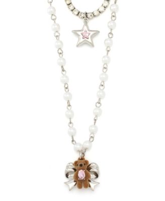 Faux Stone Teddy Bear Layered Necklace