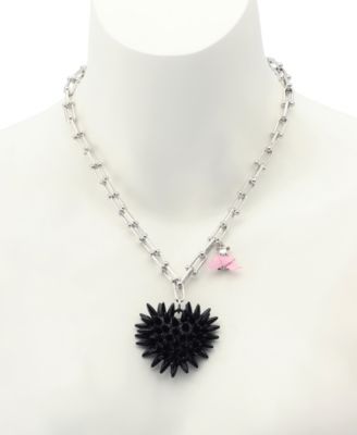 Faux Stone Spiky Heart Pendant Necklace