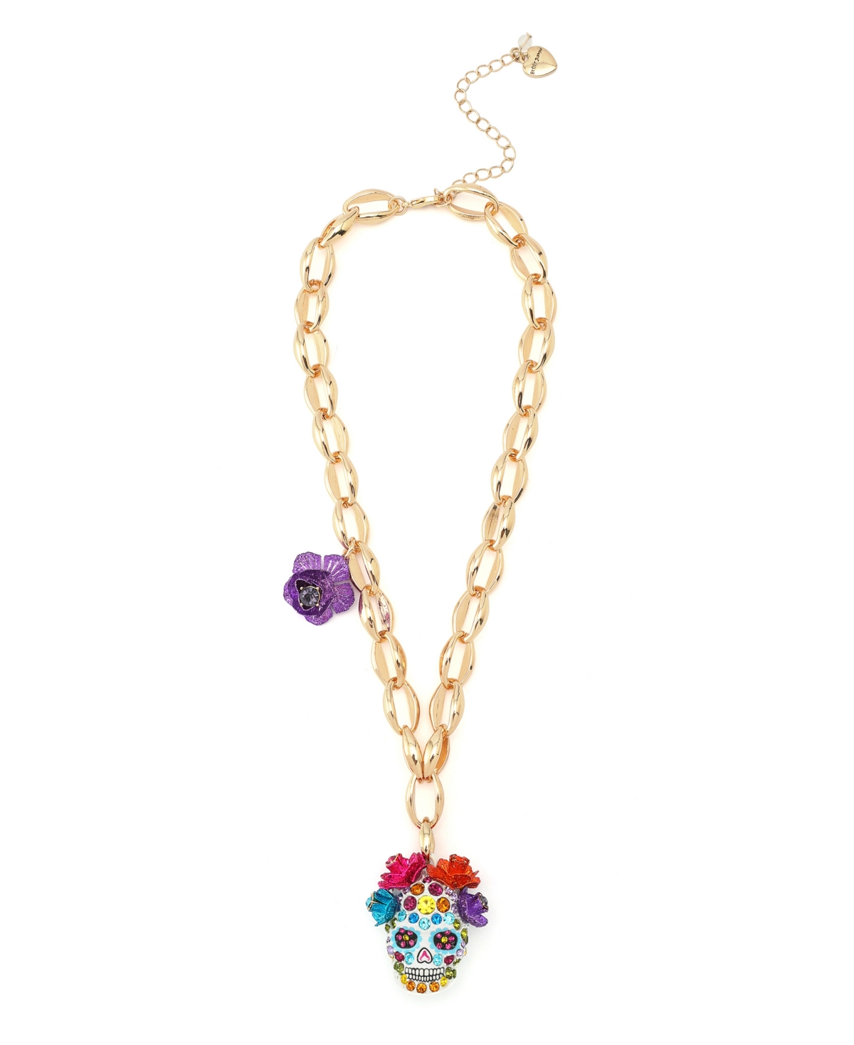 Betsey Johnson Faux Stone Sugar Skull Pendant Necklace
