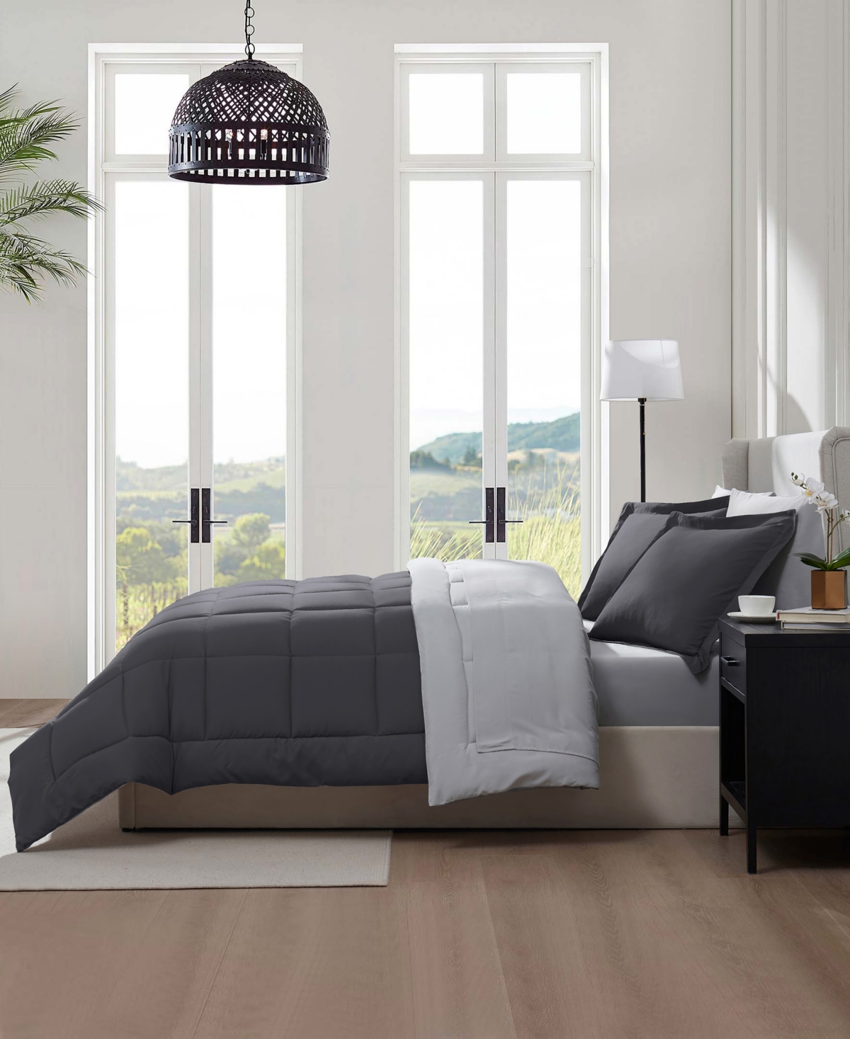 Nestl Luxury Soft Reversible 7-pc. Comforter Set, Queen In Gray