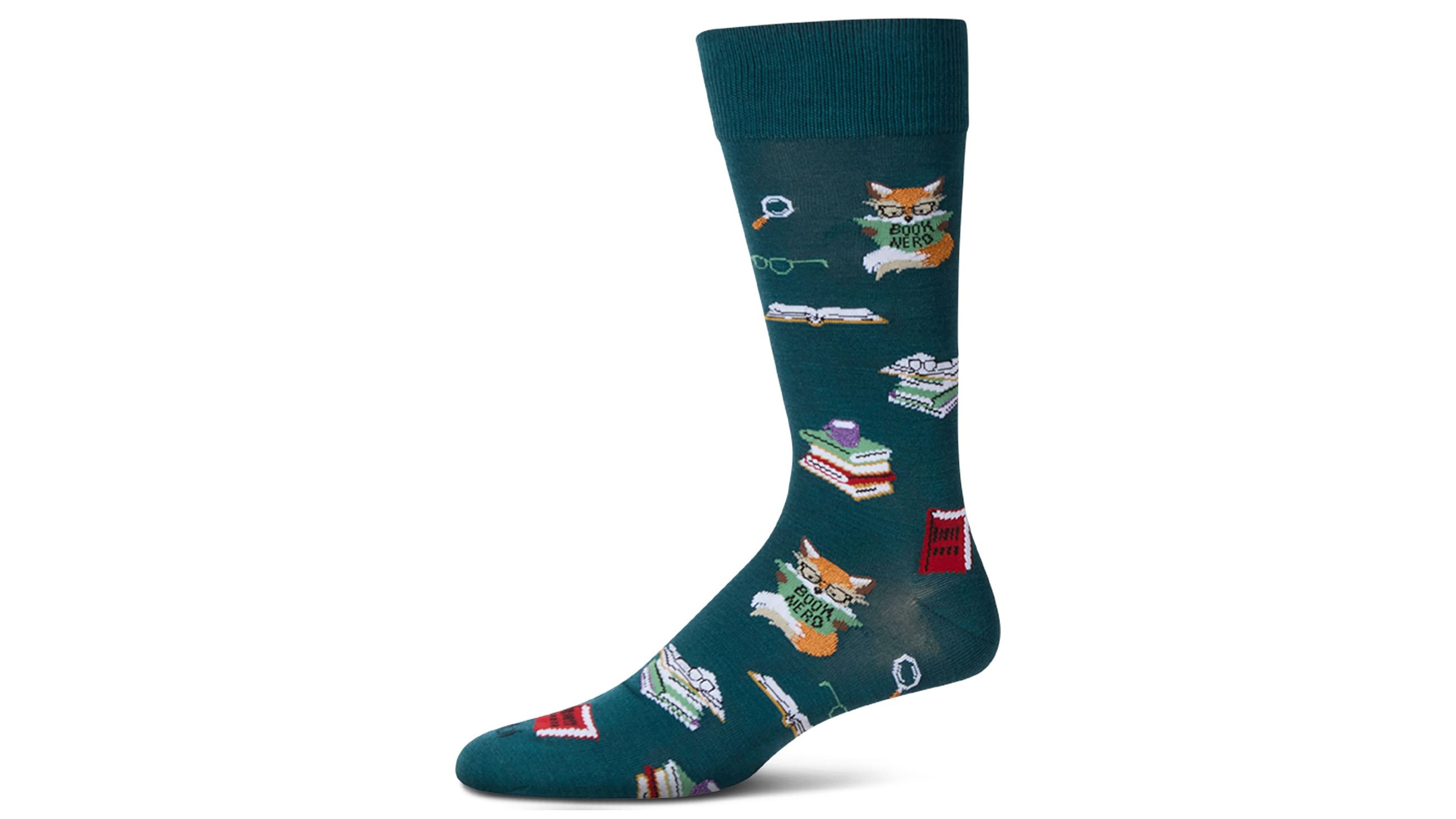 MeMoi Men's Book Nerd Crew Socks