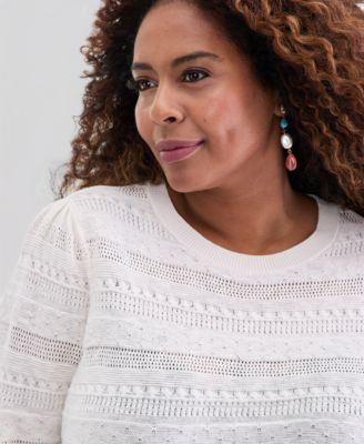 Plus Size Pointelle Crewneck Sweater