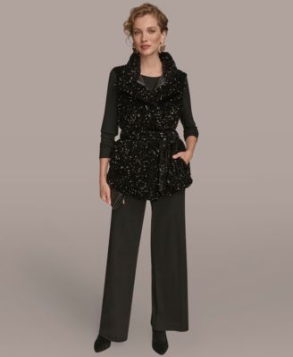 Women's Tie Waist Sequin Vest