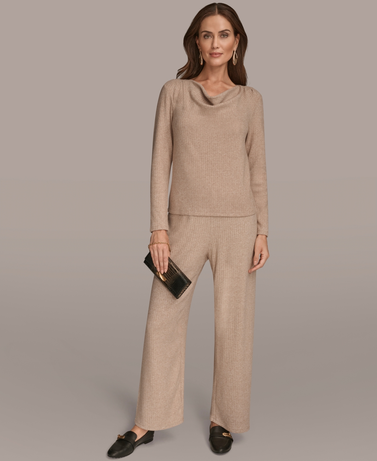 Donna Karan Women's Wide Leg Pull On Pants In Brown