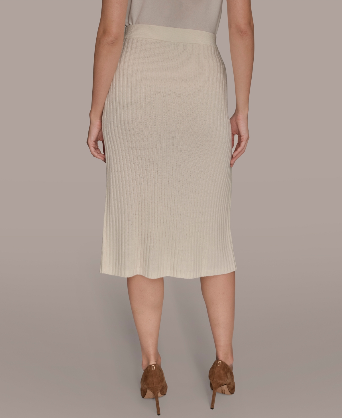 Donna Karan Women's Rib Knit Wrap Midi Skirt In White