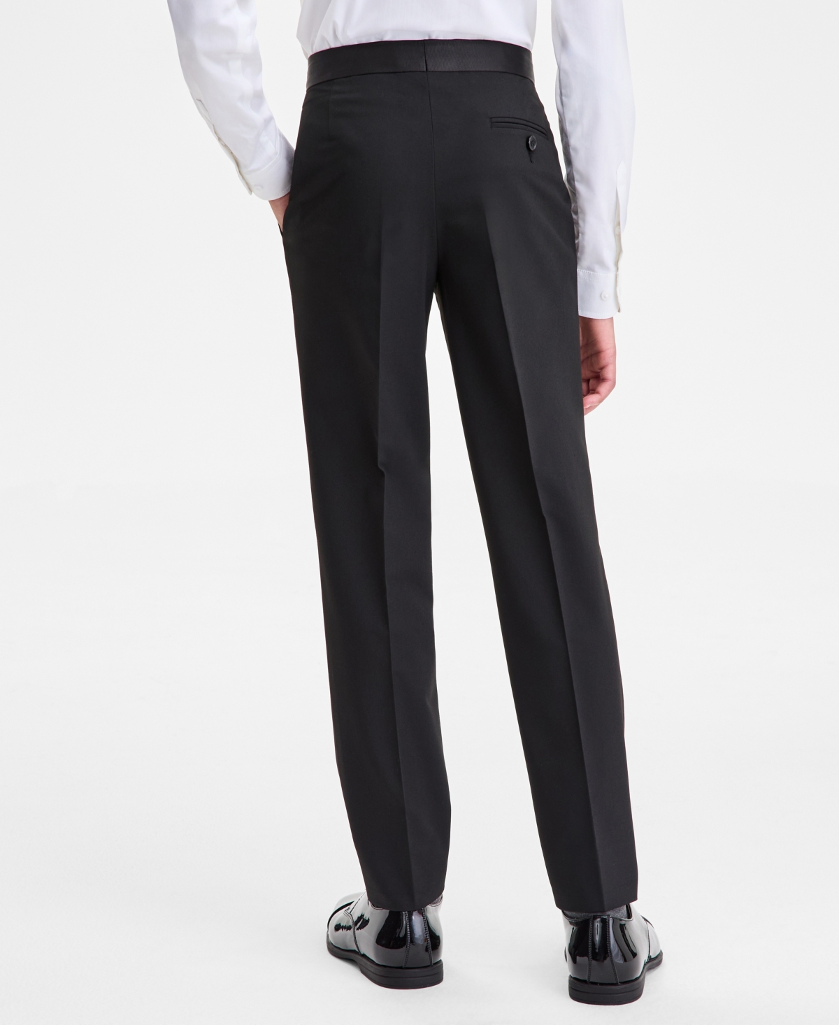 B By Brooks Brothers Big Boys Solid Tuxedo Straight-leg Pants In Black