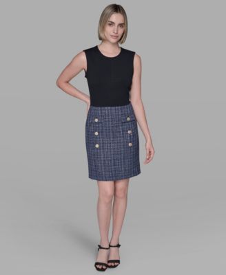 KARL LAGERFELD PARIS - Women's Textured Twofer Mini Dress