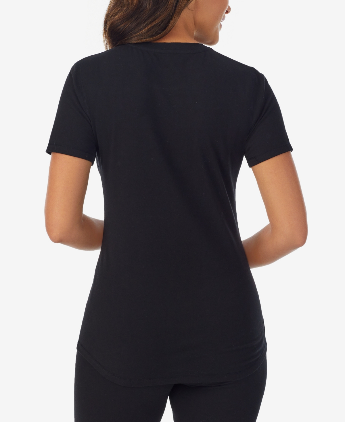 Cuddl Duds Women's Crewneck Short Sleeve T-shirt In Black