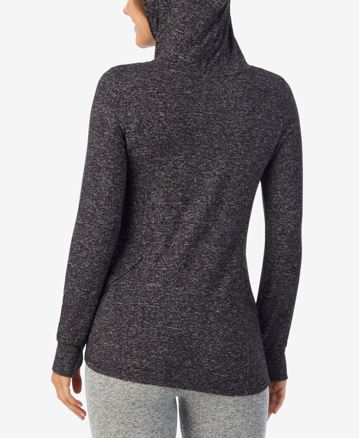 Cuddl Duds Petite Softknit Long-sleeve Tunic Hoodie In Gray