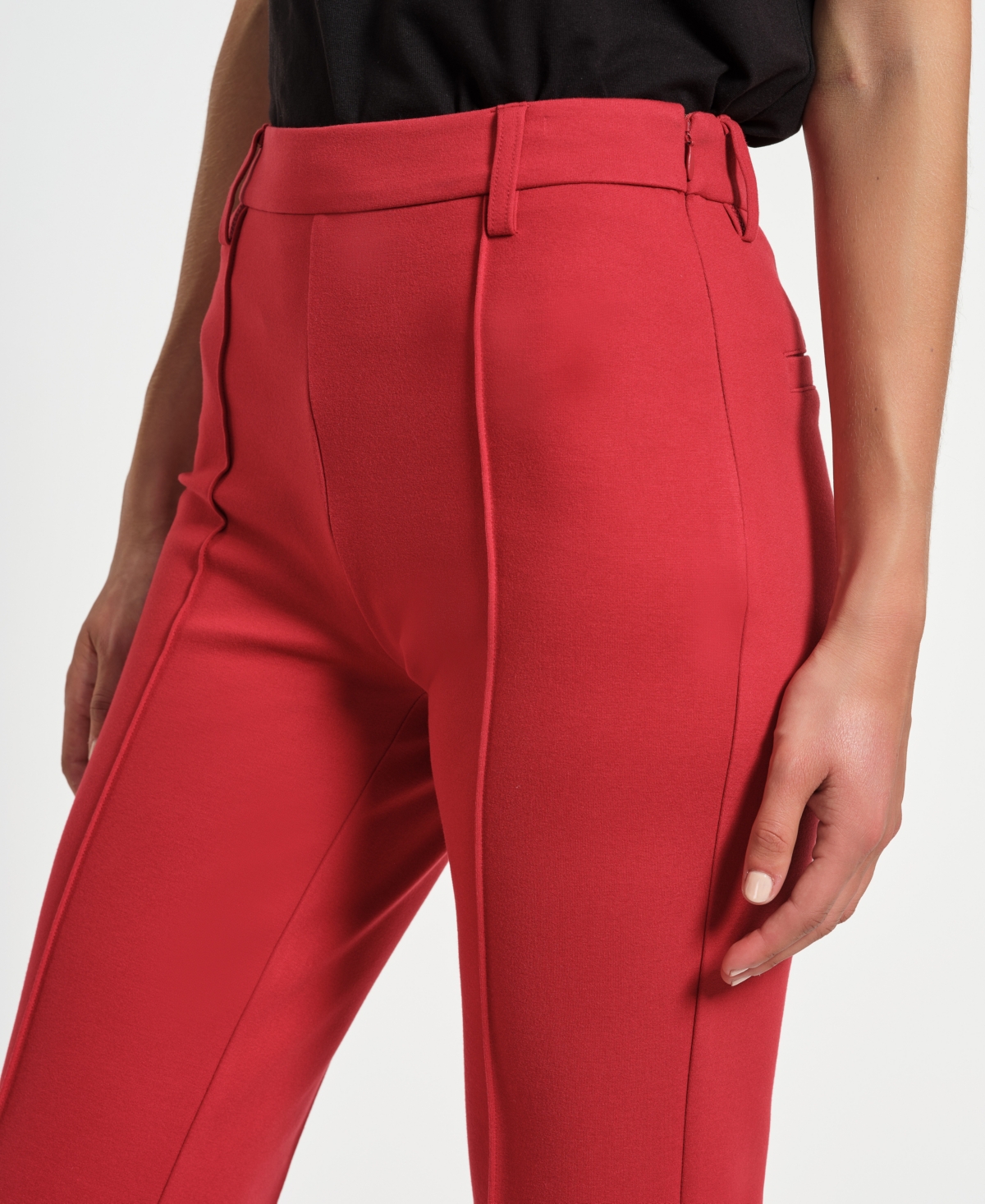 Isaac Mizrahi Women's Ponte Flare Mid Rise Pants In Red