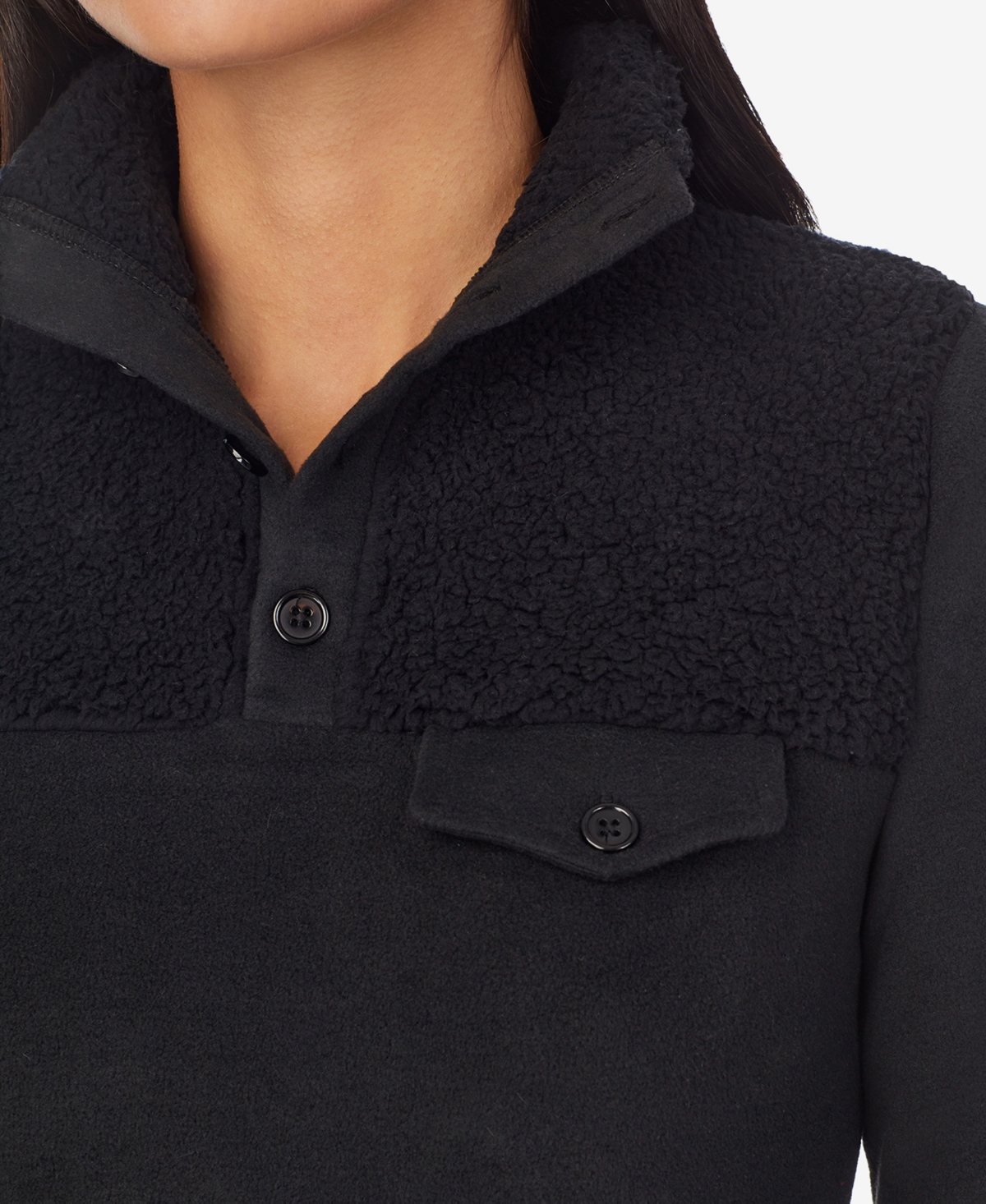 Cuddl Duds Petite Fleecewear Pull-on Top In Black