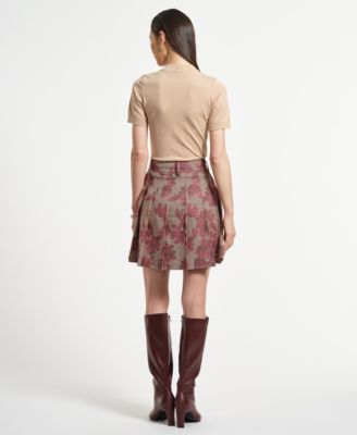 Women's A-Line Pleated Plaid Mini Skirt