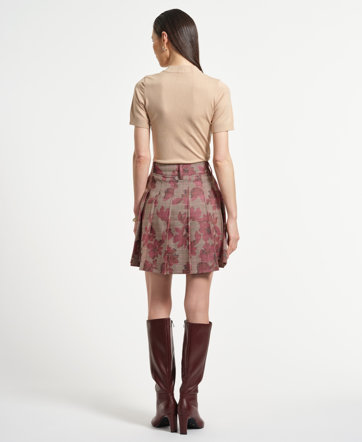Isaac Mizrahi Women's A-line Pleated Plaid Mini Skirt In Multi